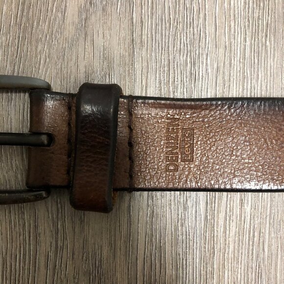 Vintage Levi\'s Genuine Brown Leather Belt Dark Steel Rolled Buckle Western Belt main image 7